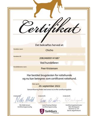 Rottehunde certifikat